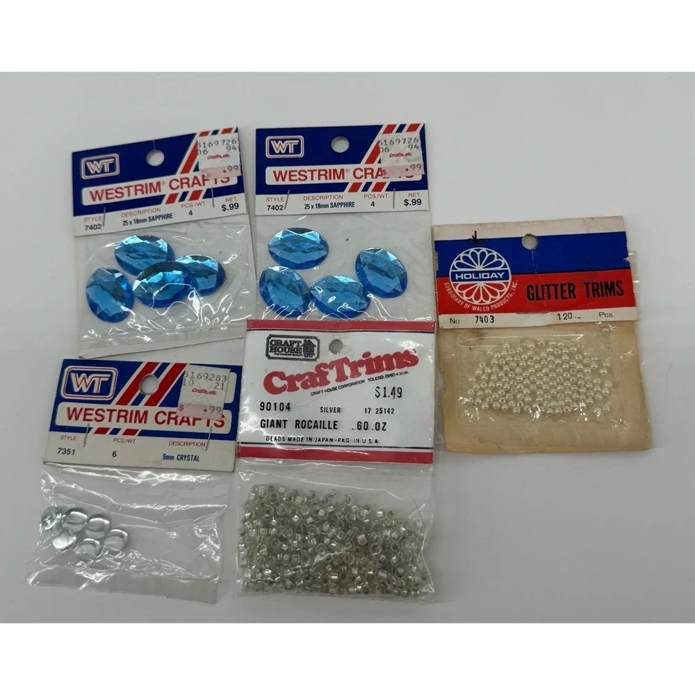 Vintage Craft Rhinestone Bead Trim Lot Westrim Craft House Pearl Sequins NOS